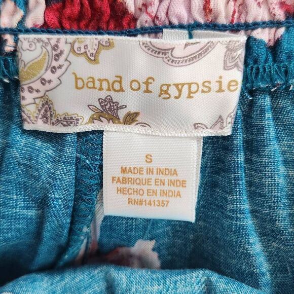 Band of Gypsies Teal Blue Floral Print Flowy Boho Shorts NWT Size Small - Picture 5 of 8